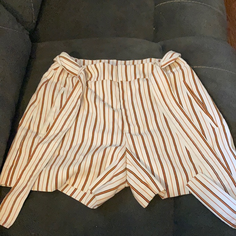 Xs white and orange striped shorts